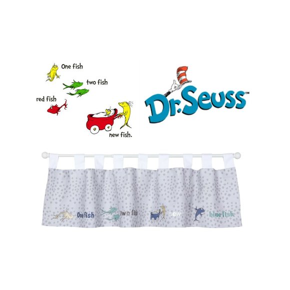 🆕Dr Seuss 'New Fish' Kids Drape Valance 56x12 - Picture 1 of 6